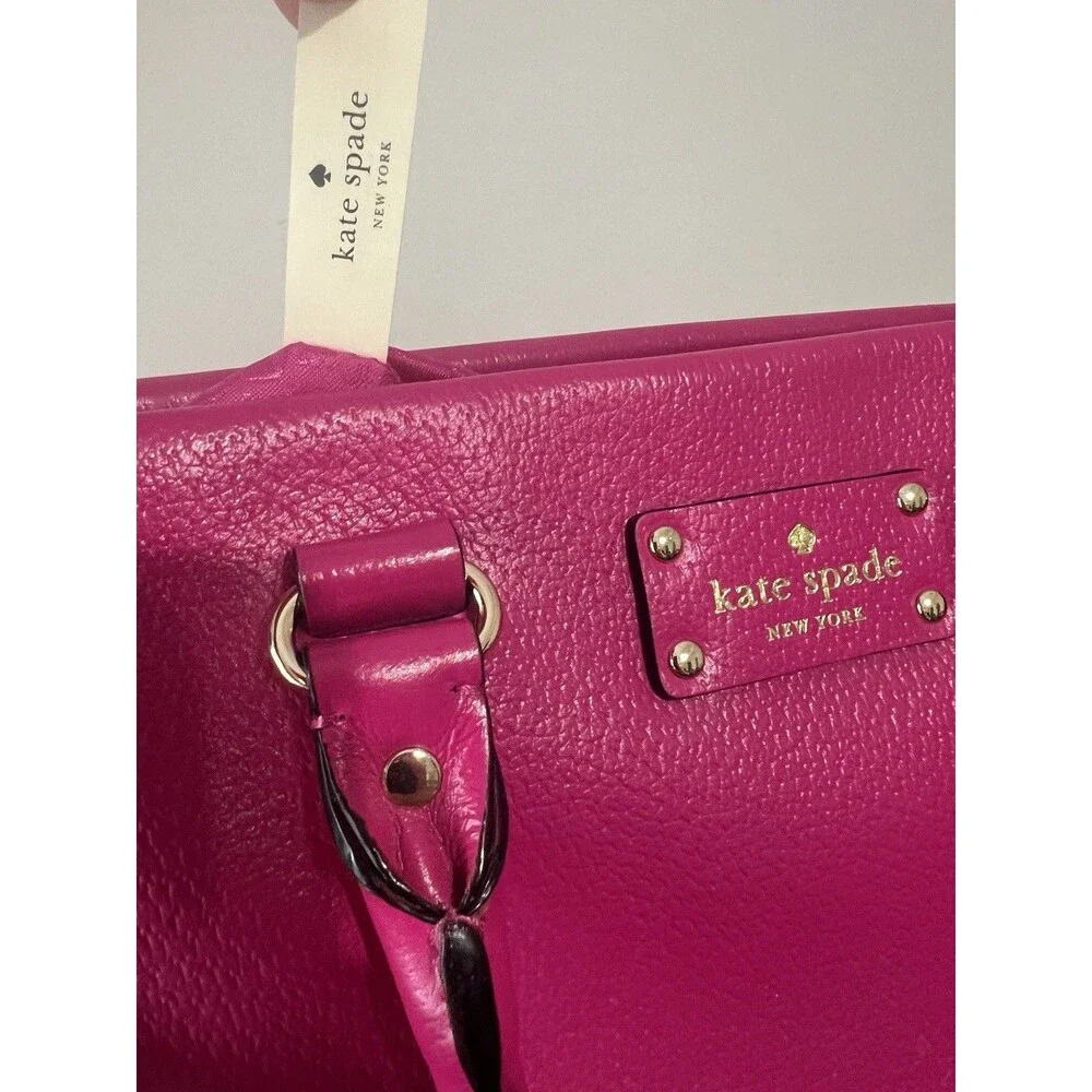Kate Spade New York Pink Pebbled Satchel Top Handle Zip Bag w/ Detachable Strap